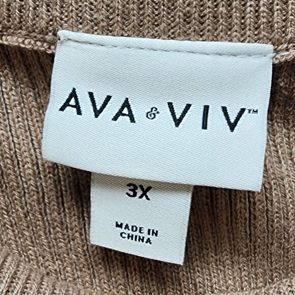 Ava & Viv Ribbed Knit Camel Womens Pencil Skirt Size 3X - Picture 3 of 6